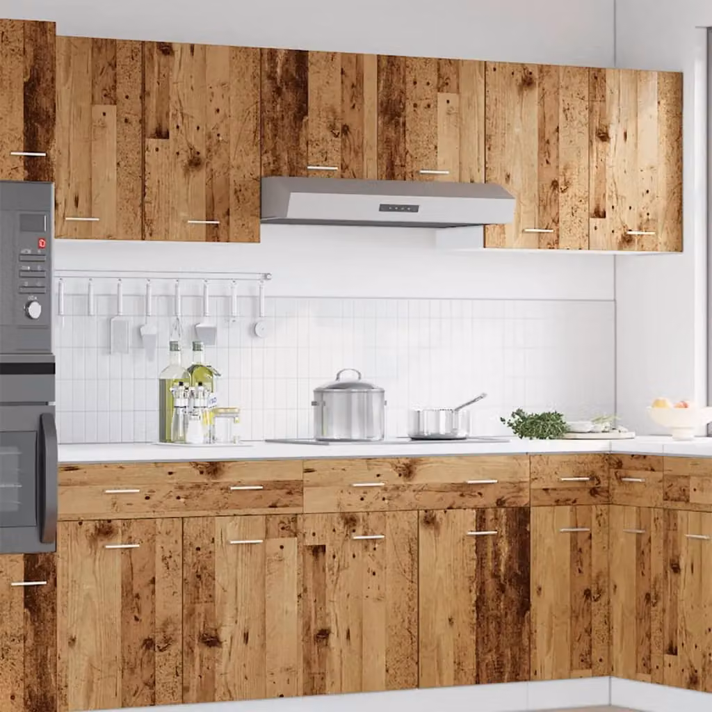 Berkfield Home Set of 2 Rustic Brown Hanging Kitchen Wall Cabinets with Hinged Doors, W/D/H: 50 x 31 x 60 cm – 3