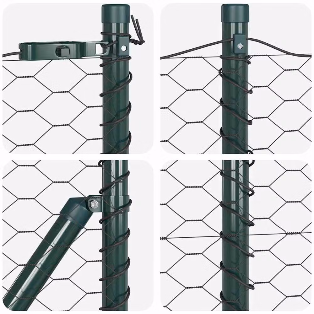 Berkfield Home Hexagon Fence in Grey and Green Galvanised Steel, 0.5 x 50 m – 6
