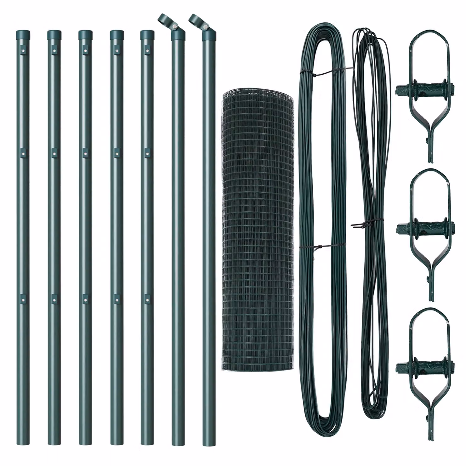 Berkfield Home Green Steel Welded Wire Fence with 7 Posts, W: 10 m, H: 0.8 m – 3