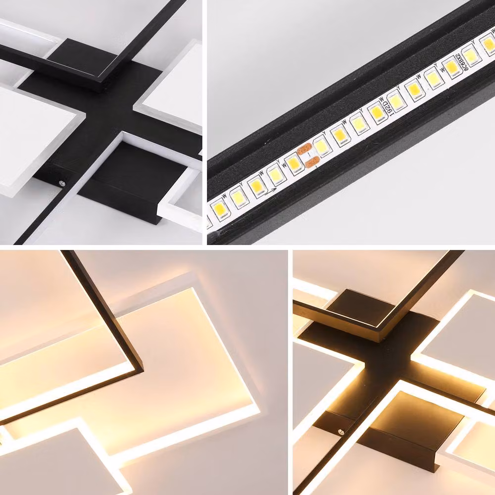 Goeco Modern Rectangular LED Ceiling Light, 72W Dimmable with Remote Control, Black – 4