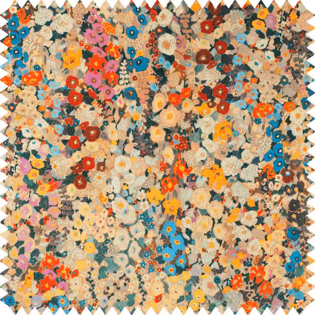 House of Hackney Hollyhocks Organic Velvet Fabric in Autumn Multicolour