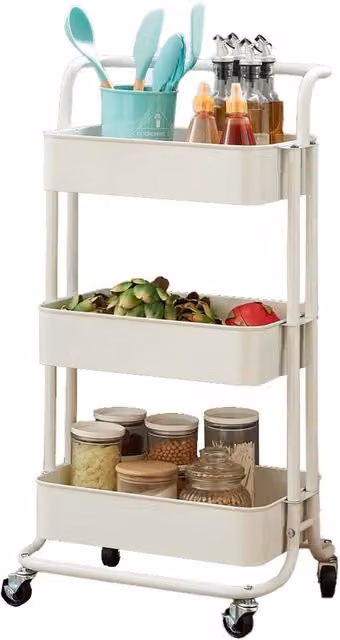 House of Home 3 Tier Rolling Storage Cart Organiser in White