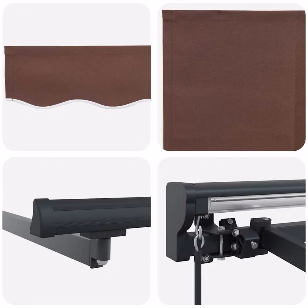 Berkfield Home Manual Retractable Folding Arm Awning in Brown Polyester, W/D/H: 300 x 250 x 245 cm – 5