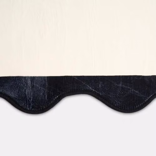 OHS Modern Scallop Edge Rectangular Area Rug, Non-Slip Polyester Floor Carpet for Living Room or Bedroom, W/D/H: 120 x 170 cm, Black/Beige/White – 6