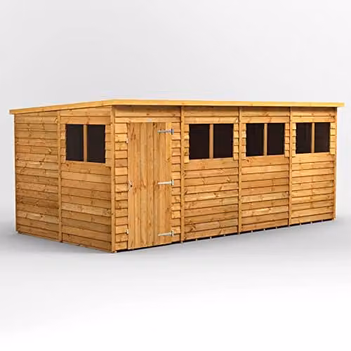 POWER Premium Pent Overlap Wooden Shed in Brown with Window and Floor, W: 260.39 cm, D: 202.8 cm, H: 260.4 cm