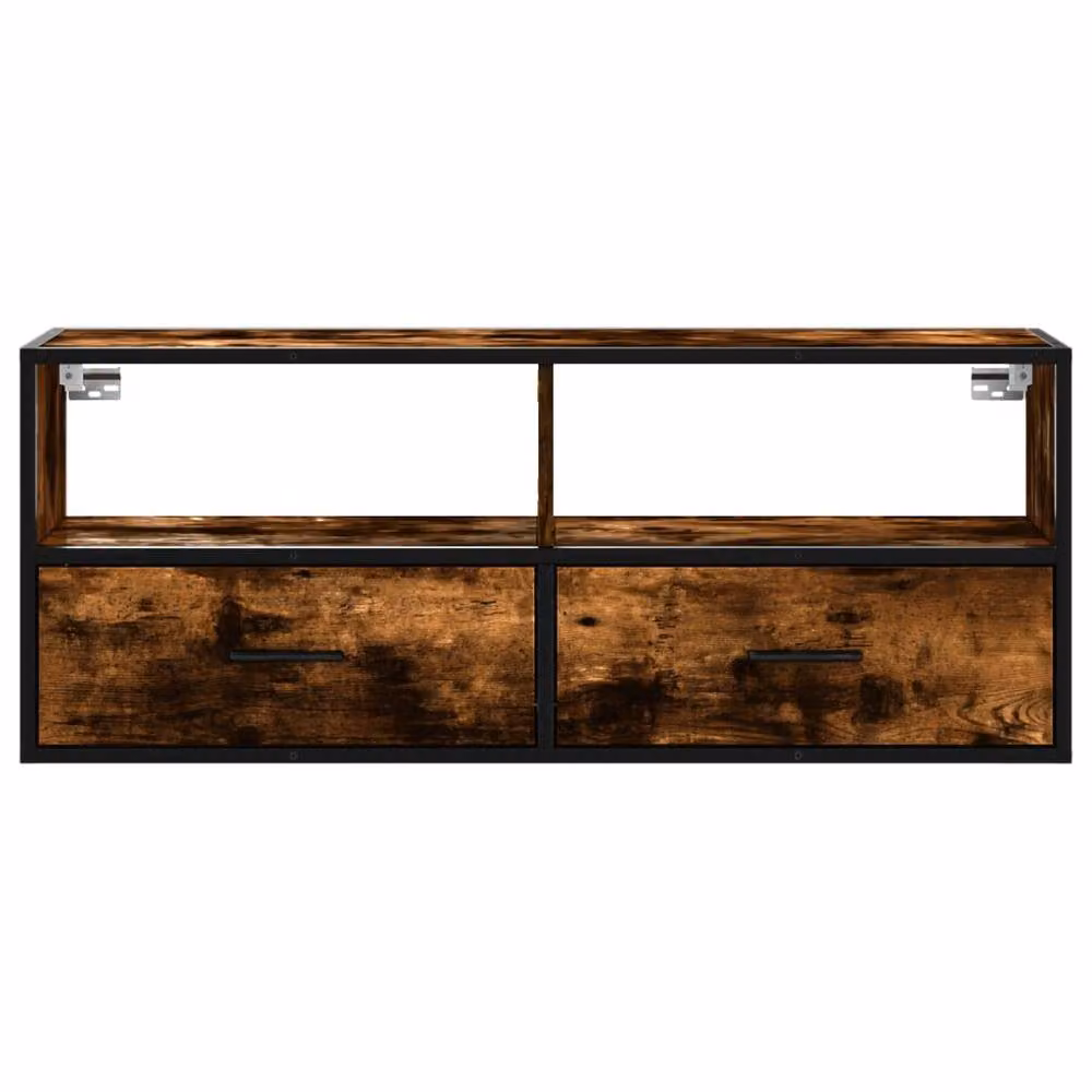 Berkfield Home Industrial TV Cabinet in Smoked Oak and Brown, W/D/H: 100 x 39.5 x 39.5 cm – 4