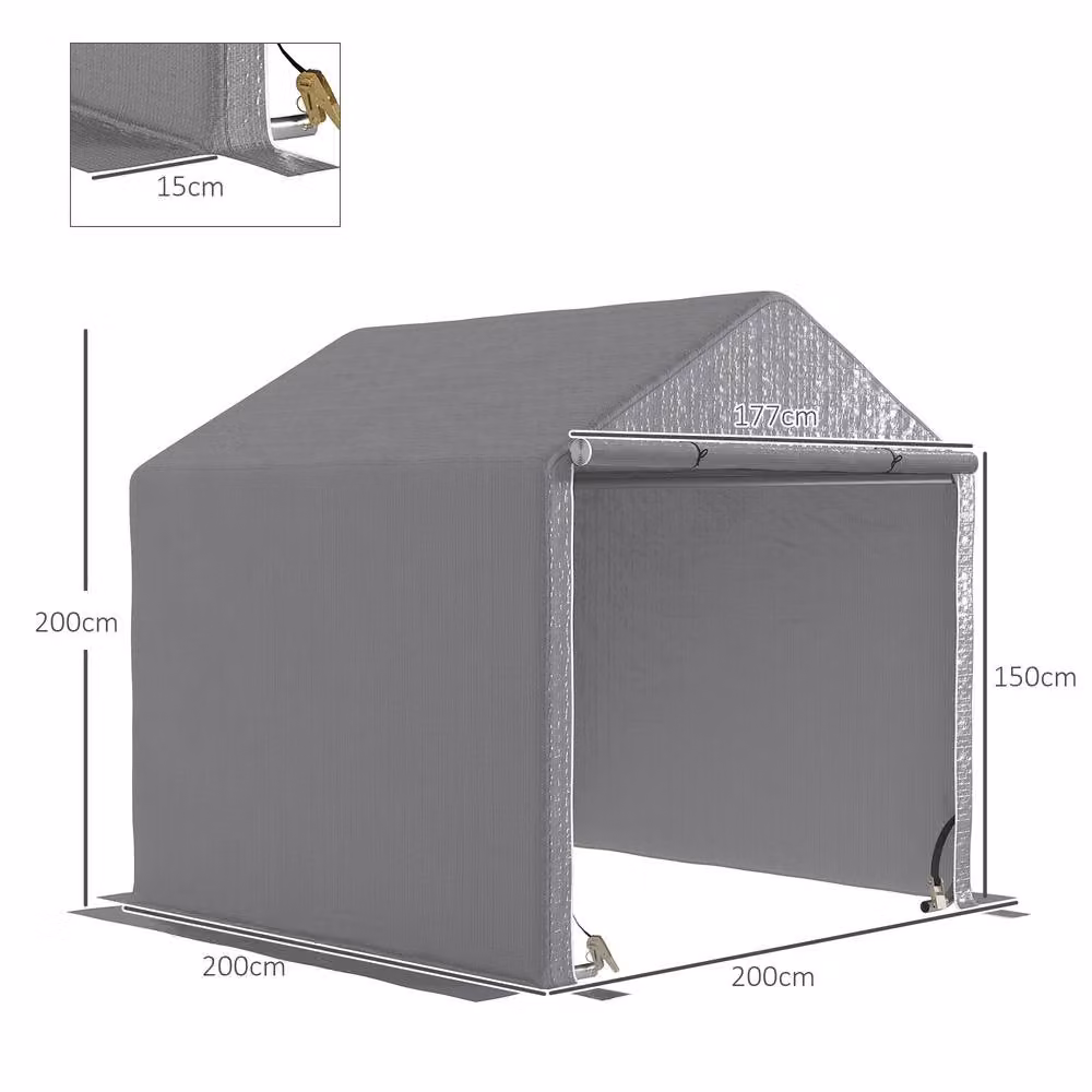 Rolipo Grey Garden Fabric Storage Tent, W/D/H: 200 x 200 x 200 cm – 4