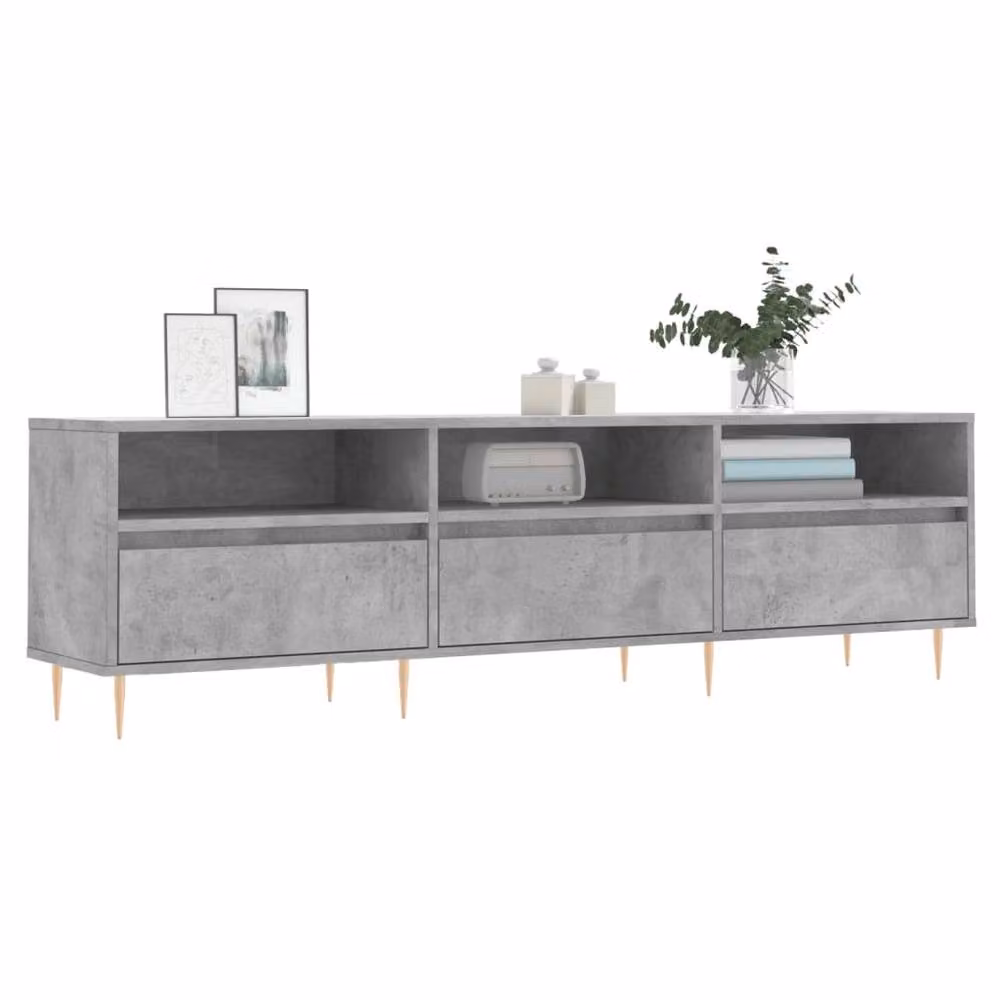 Berkfield Home Industrial TV Cabinet in Concrete Grey, W: 150 cm, D: 30 cm, H: 44.5 cm – 3