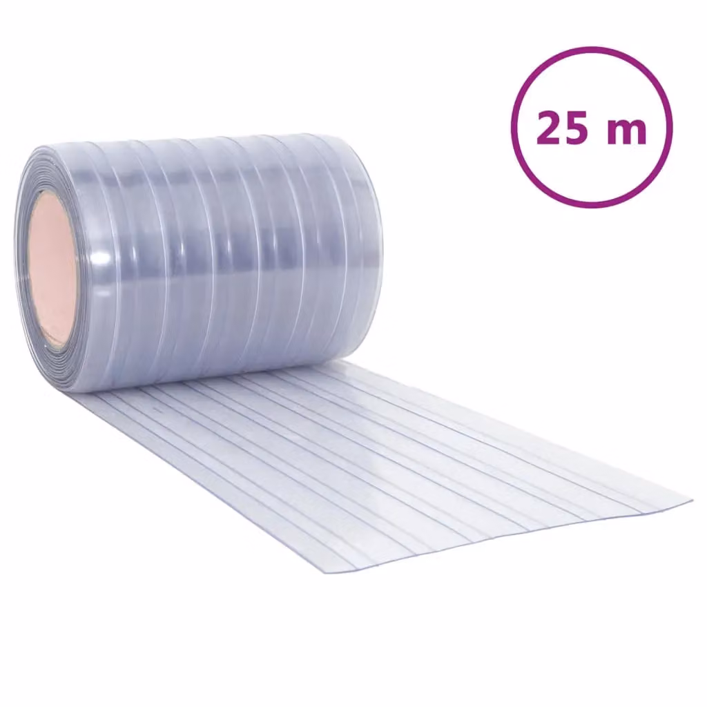 Berkfield Home Transparent PVC Door Curtain Strips, W: 30 cm, Thickness: 0.3 cm, Length: 25 m – 2