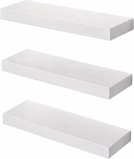 Kelvenix Rustic Wood Floating Wall Shelf, White and Brown, W: 150 cm, D: 15 cm