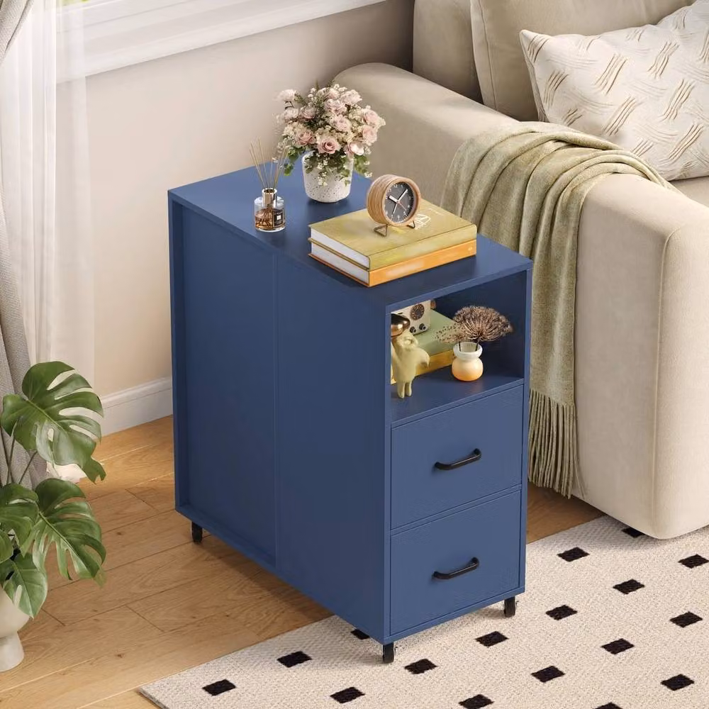 KORVIXA Blue Mobile File Cabinet with Castors – 3