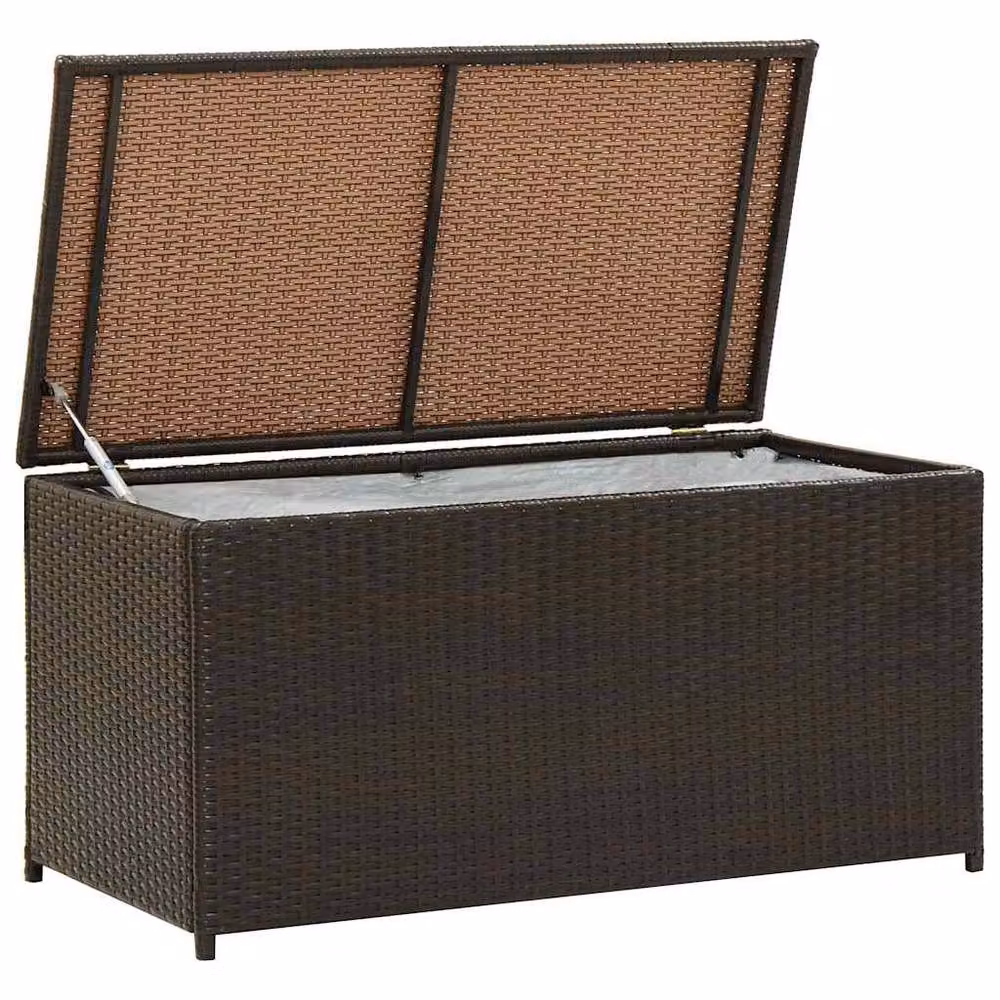 Berkfield Home Garden Poly Rattan Storage Box in Brown, W/D/H: 100 x 50 x 50 cm – 2