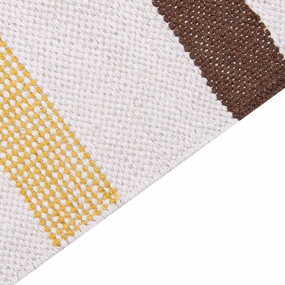 Wyld and Coco Handwoven Cotton Striped Area Rug in Brown and Beige, W: 140 cm, L: 200 cm – 4