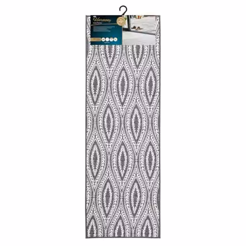 JVL Harmony Eyes Machine Washable Non-Slip Entrance Runner Doormat, W/D/H: 50 x 150 x 3 mm, Grey and White – 1