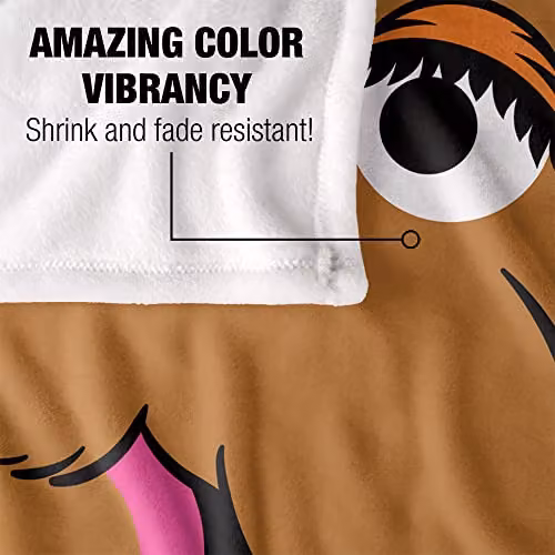 LOGOVISION Sesame Street Snuffleupagus Face Super Soft Fleece Throw Blanket, White, W: 152 cm, D: 127 cm – 3