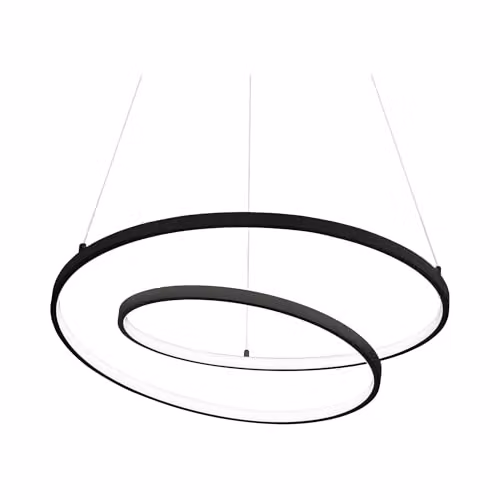 Netlighting Oz LED Decorative Swirl Integrated Suspended Pendant Light in Black with 3000K Warm White Light