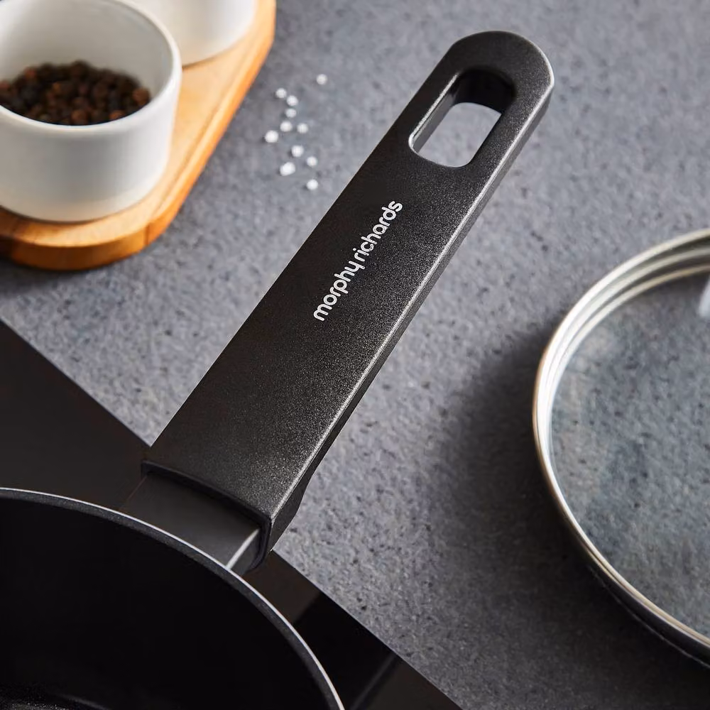 Morphy Richards 5-Piece Aluminium and Ceramic Saucepan and Frying Pan Set in Grey – 8