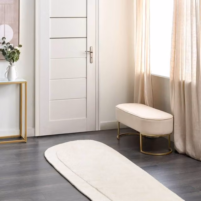 Wyld and Coco Hand-Tufted Oval Rug in Beige, Viscose and Wool, W: 80 cm, L: 250 cm – 1