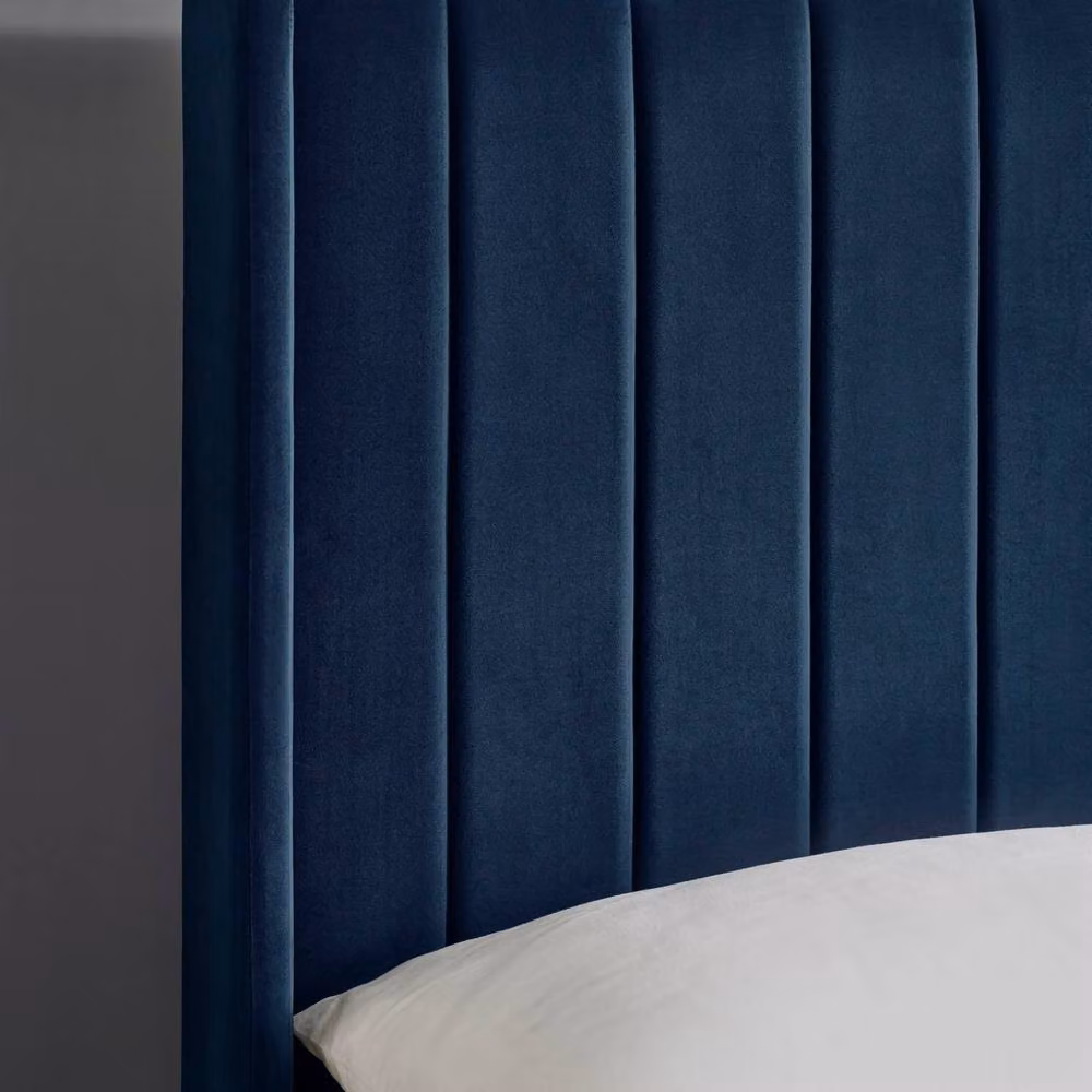 Cheshire Coral Royal Blue Velvet Upholstered King Bed with Dual Storage Doors, W/D/H: 150 x 200 cm, Navy Blue – 5