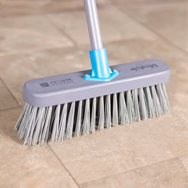 Charles Bentley Lifestyle Stiff Synthetic Outdoor Wooden Broom in Grey
