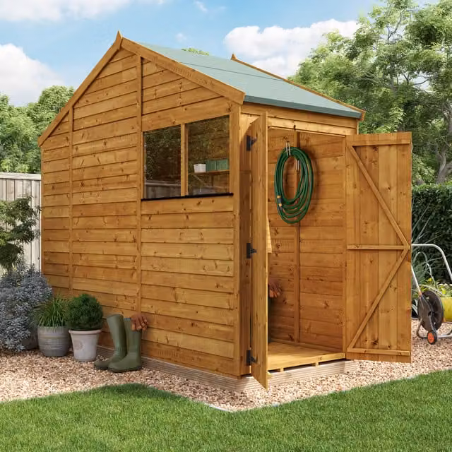 BillyOh Switch Overlap Apex Wooden Garden Shed with Window in Brown