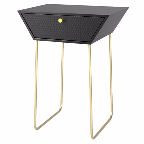 Core Products Apollo 1-Drawer Metal Bedside Cabinet in Black and Gold, W/D/H: 34.5 x 46.0 x 57.5 cm – 1