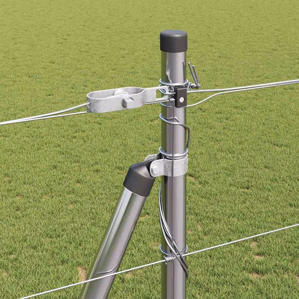 Berkfield Home Field Fence Galvanised Steel in Silver, W: 25 m, H: 1.5 m – 3