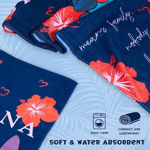Disney Stitch Cotton Beach Towel for Children, Blue and Red, W/H: 140 x 70 cm – 4