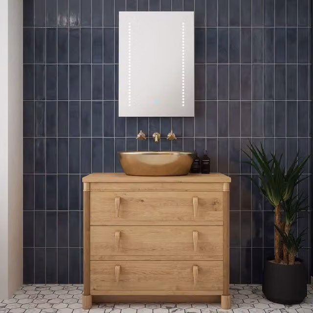 Loops LED Bathroom Mirror with Tunable White Light, Demister and Shaver Socket, W: 50 cm, H: 70 cm – 1