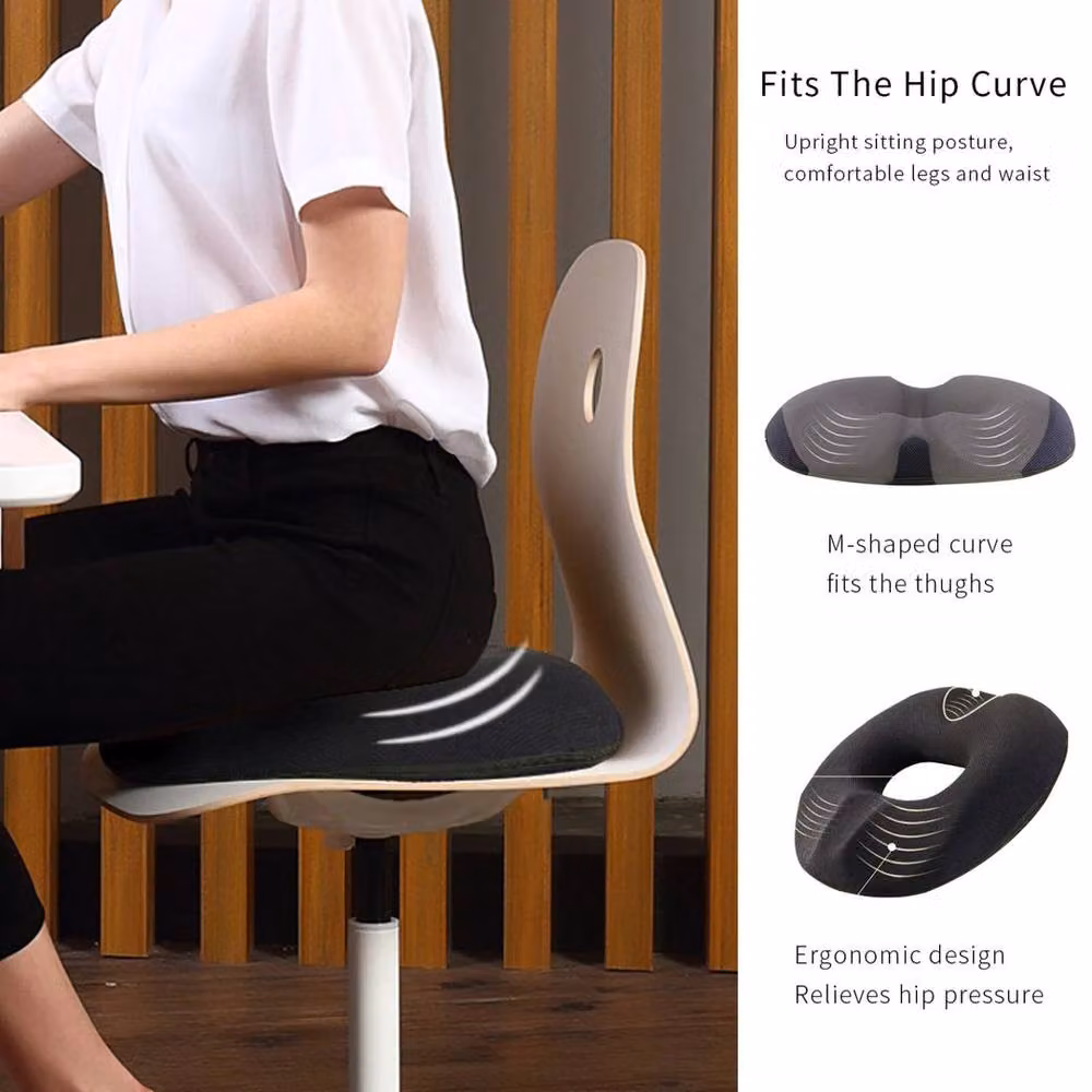 KORVIXA Memory Foam Donut Cushion Pillow in Black, W/D/H: 100 x 100 x 190 cm – 4