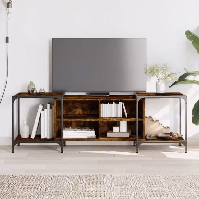 Berkfield Home Smoked Oak TV Cabinet in Brown, W/D/H: 153 x 37 x 50 cm