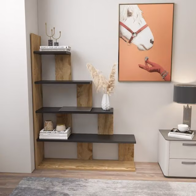 Decorotika Yankee Ladder Bookshelf in Black and Wood