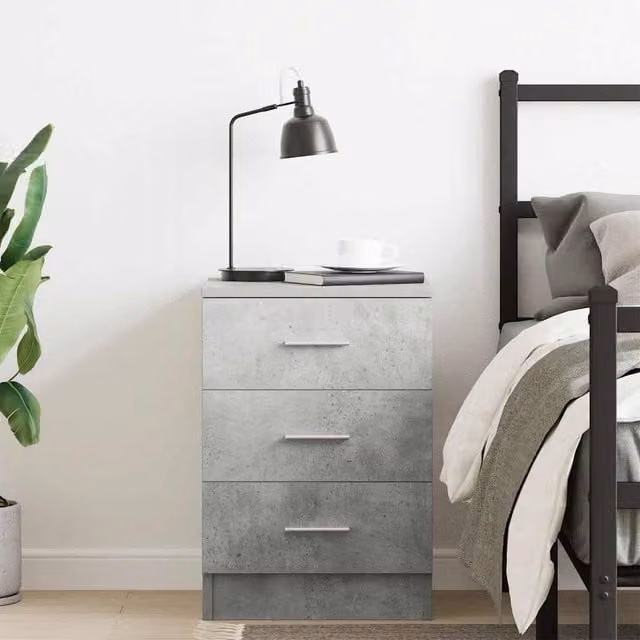 Berkfield Home Elegant Bedside Cabinet in Concrete Grey, W/D/H: 38 x 35 x 56 cm – 1