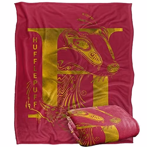 Warner Brothers Harry Potter Hufflepuff H Logo White Fleece Throw Blanket W/D/H: 152 x 127 cm