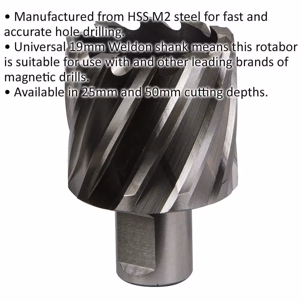 Loops M2 Steel Annular Metal Core Drill Rotabor Cutter, Silver, Diameter: 42 mm, Depth: 25 mm – 2