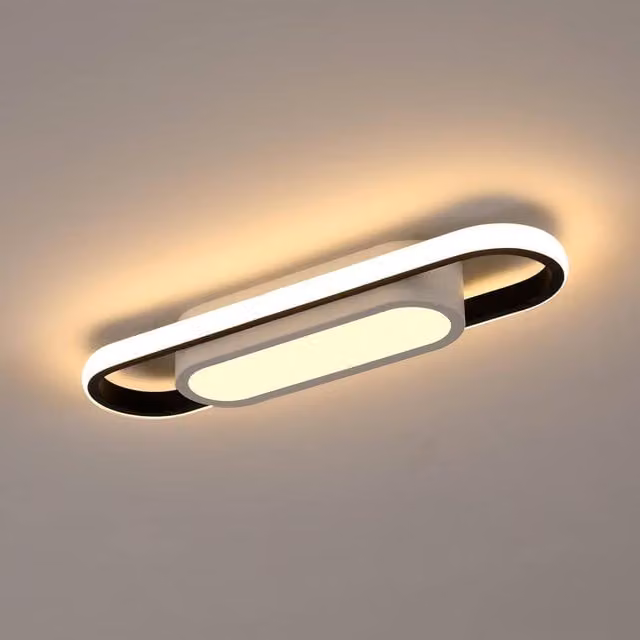 Goeco Modern Rectangular LED Ceiling Light, 30W, Warm White, Black – 1