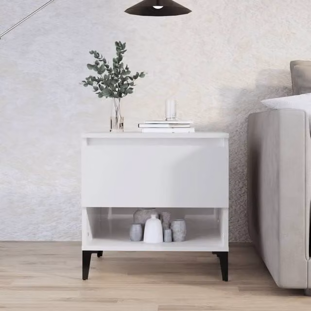 Berkfield Home High Gloss White Side Table W: 50 cm, D: 46 cm, H: 50 cm