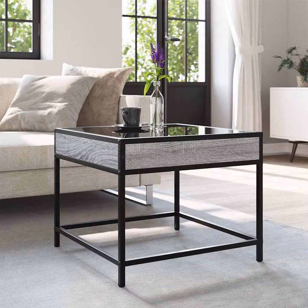 Berkfield Home Infinity LED Coffee Table in Grey Sonoma, W/D/H: 50 x 50 x 41 cm – 1