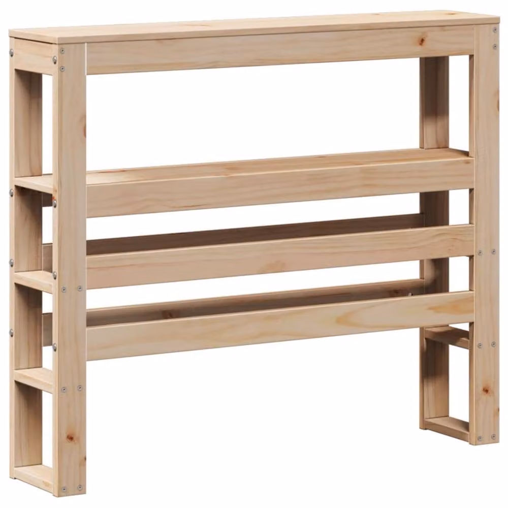 Berkfield Home Small Single Bed Frame with Headboard and Bedside Shelf in Beige Pine Wood, W: 75 cm, L: 190 cm – 2