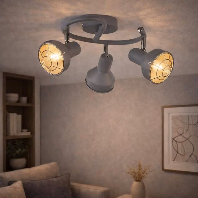 Pagazzi Costello 3 Light Ceiling Spotlight in Matt Grey and Chrome