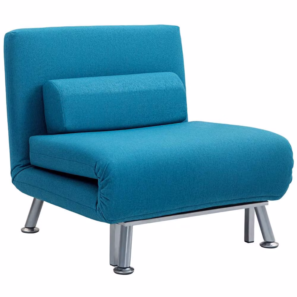 Wyld Haus Rekele Single Sleeper Chair in Petrol Blue with Metal Frame and Armrests – 2