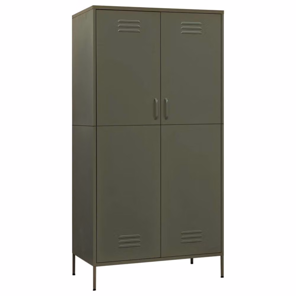 Berkfield Home Olive Green Steel Wardrobe W/D/H: 90 x 50 x 180 cm – 3