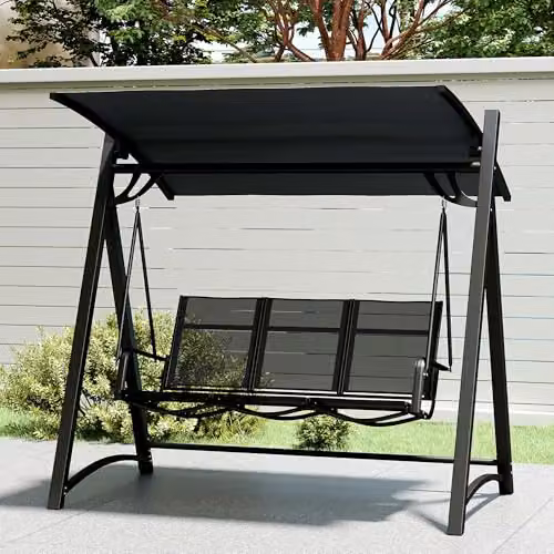 Outsunny 3 Seater Garden Swing Bench with Adjustable Canopy, Grey, W/D/H: 188 x 130 x 183 cm – 8