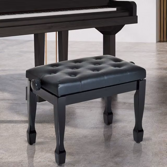 HOMCOM Height Adjustable Piano Bench and Makeup Dressing Stool in Black