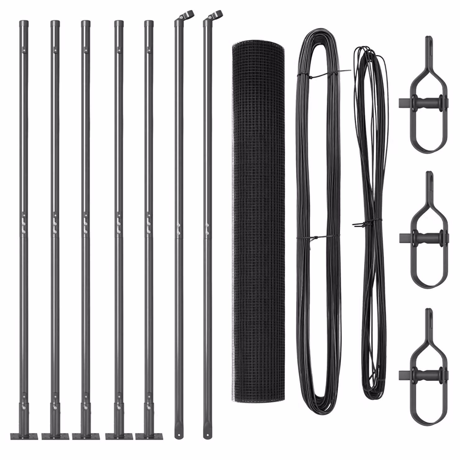 Berkfield Home Grey Steel Welded Wire Fence with 7 Flanged Posts, H: 120 cm, W: 10 m – 2