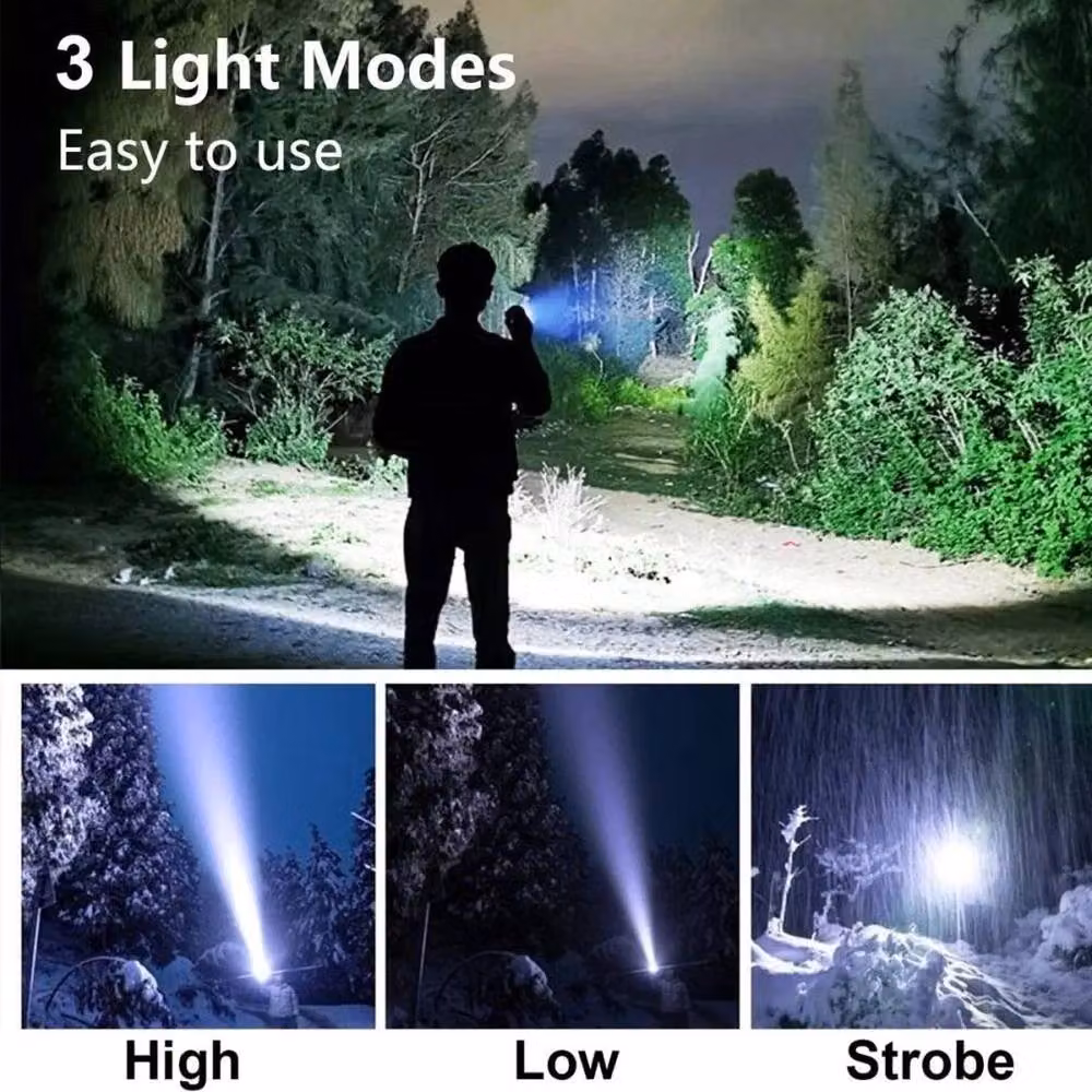 FLAVORA Super Bright 90000LM LED Tactical USB Flashlight in Black – 4