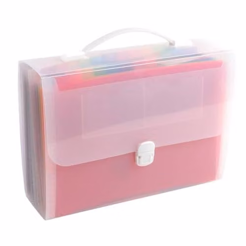 Exacompta Crystal Multipart Expanding Document Case with Handle, Transparent and Multicolour, W: 33 cm, H: 29 cm, 24 Tabbed Sections for A4 Documents