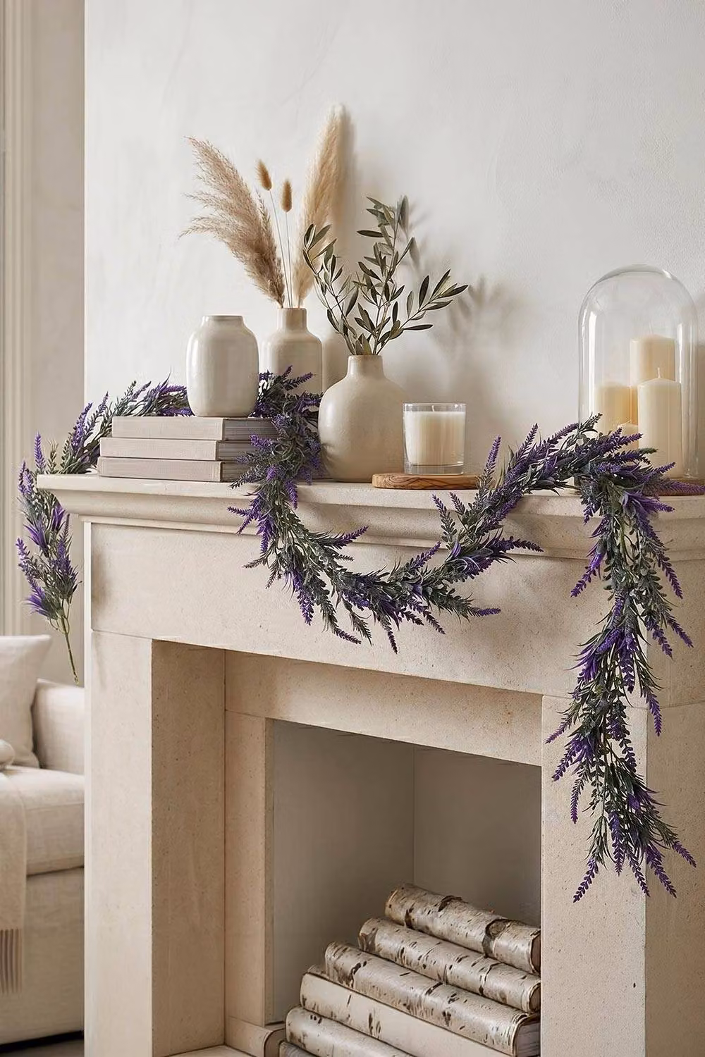 Homescapes Purple Artificial Lavender Flower Garland, 190 cm – 2