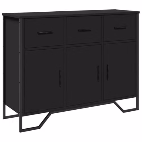 vidaXL Modern Black Sideboard in MDF and Metal, W/D/H: 97 x 32.5 x 74.5 cm