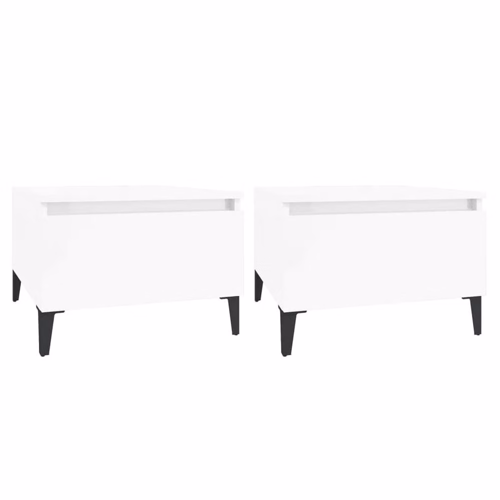 Berkfield Home Set of 2 High Gloss White Side Tables, W/D/H: 50 x 46 x 35 cm – 1
